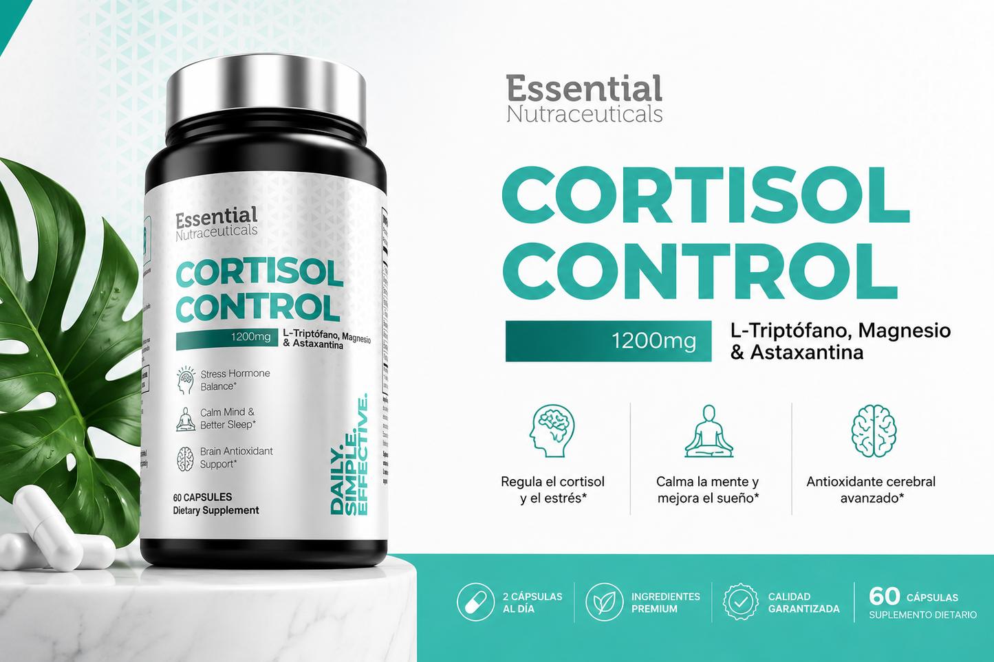 Cortisol Control 1200 mg | Menos estrés, mejor descanso