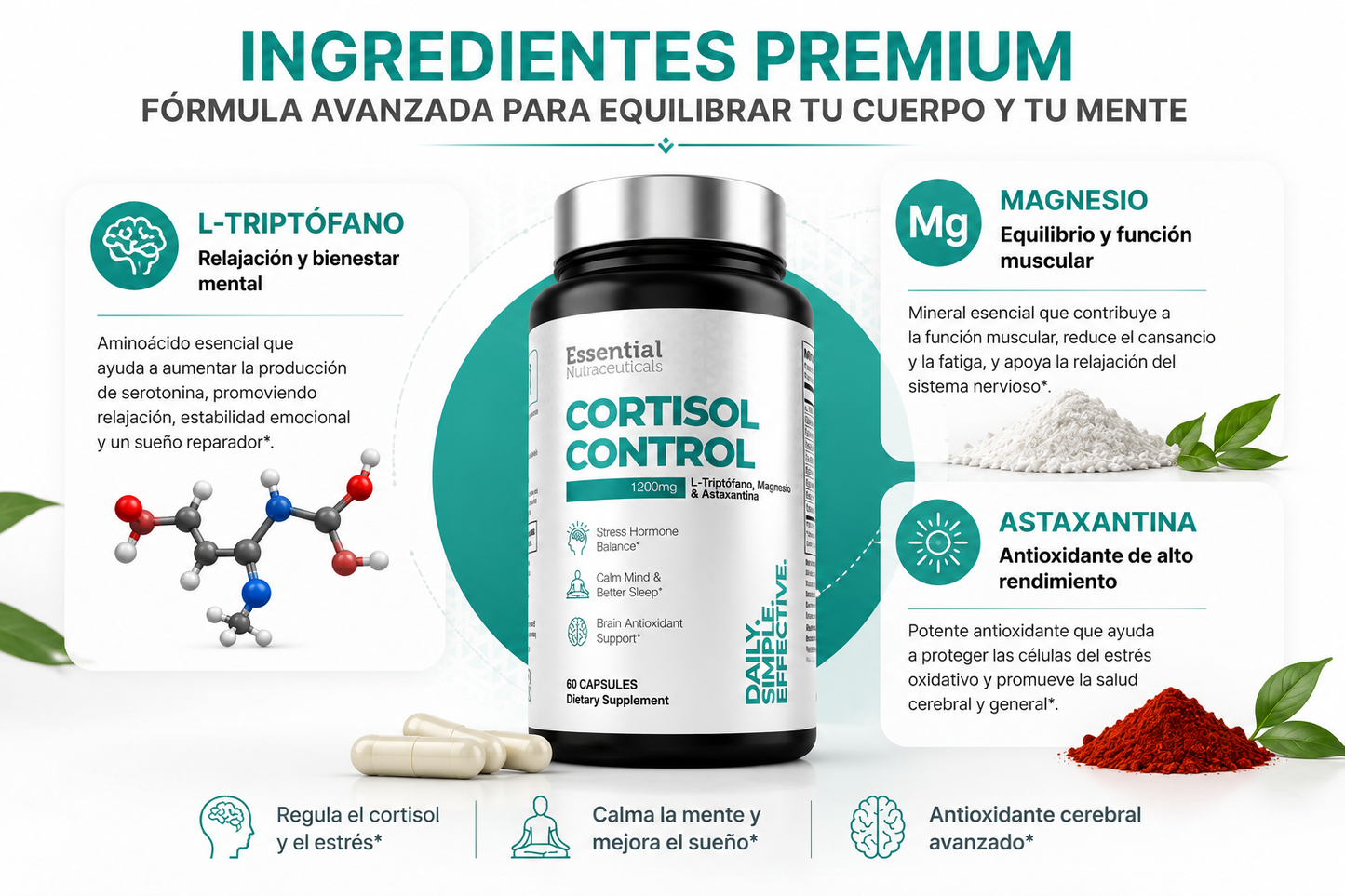 Cortisol Control 1200 mg | Menos estrés, mejor descanso