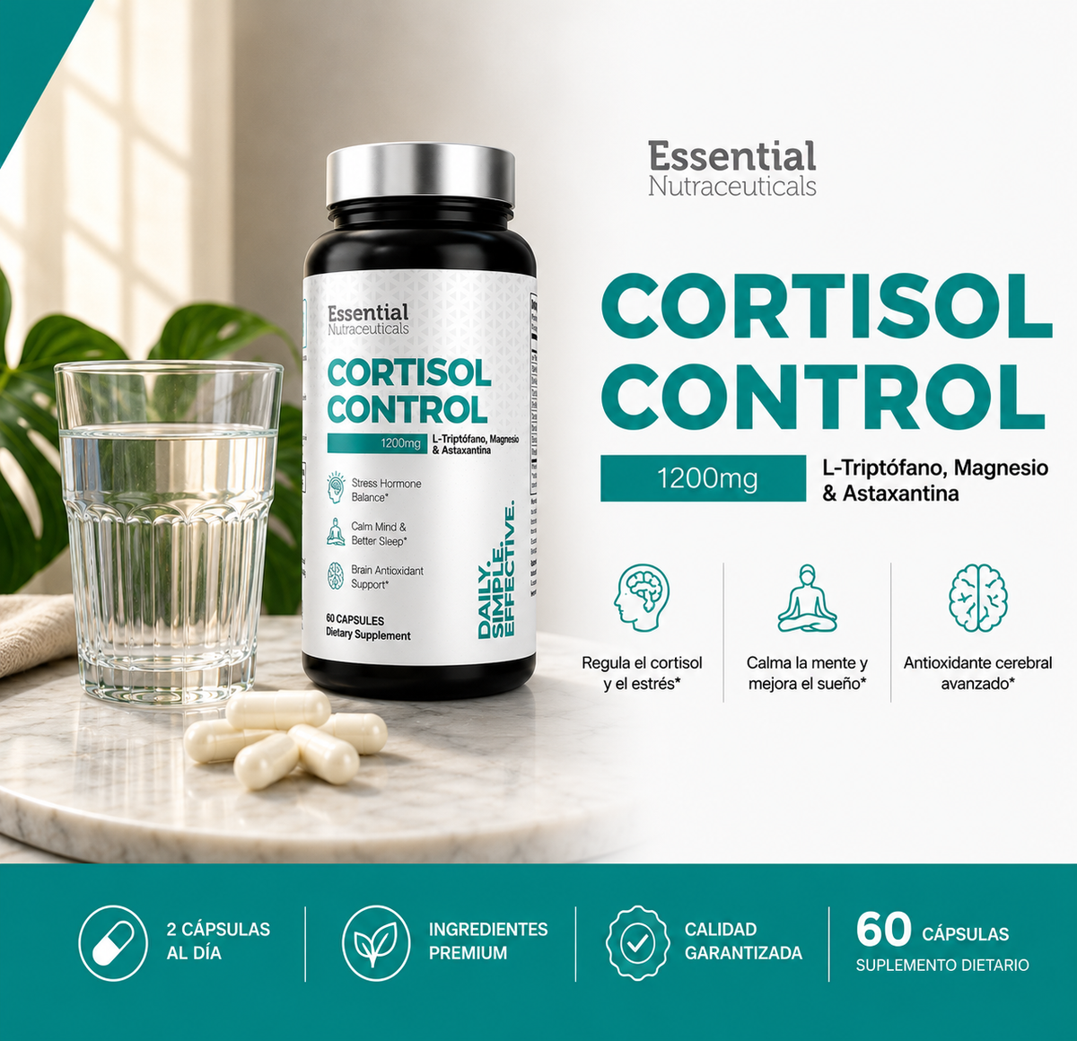 Cortisol Control 1200 mg | Menos estrés, mejor descanso