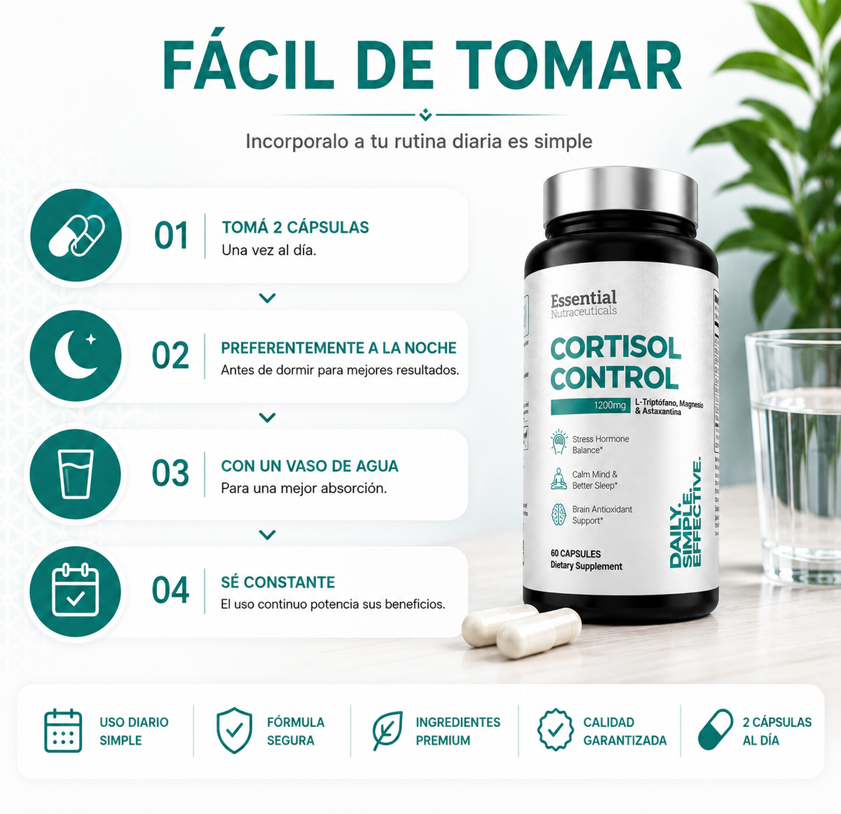 Cortisol Control 1200 mg | Menos estrés, mejor descanso