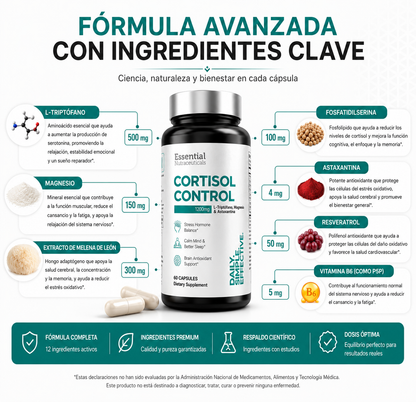 Cortisol Control 1200 mg | Menos estrés, mejor descanso