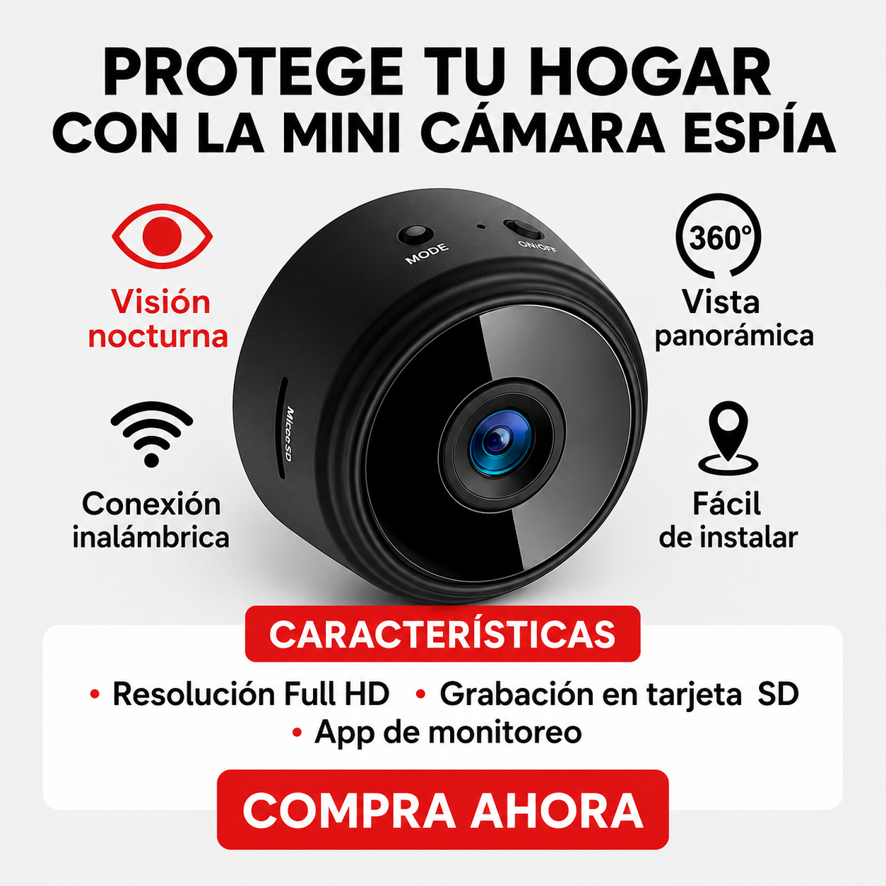 🥇 🔥 (3X1 SOLO POR HOY) MINI CÁMARA WIFI FULL HD CON VISIÓN NOCTURNA