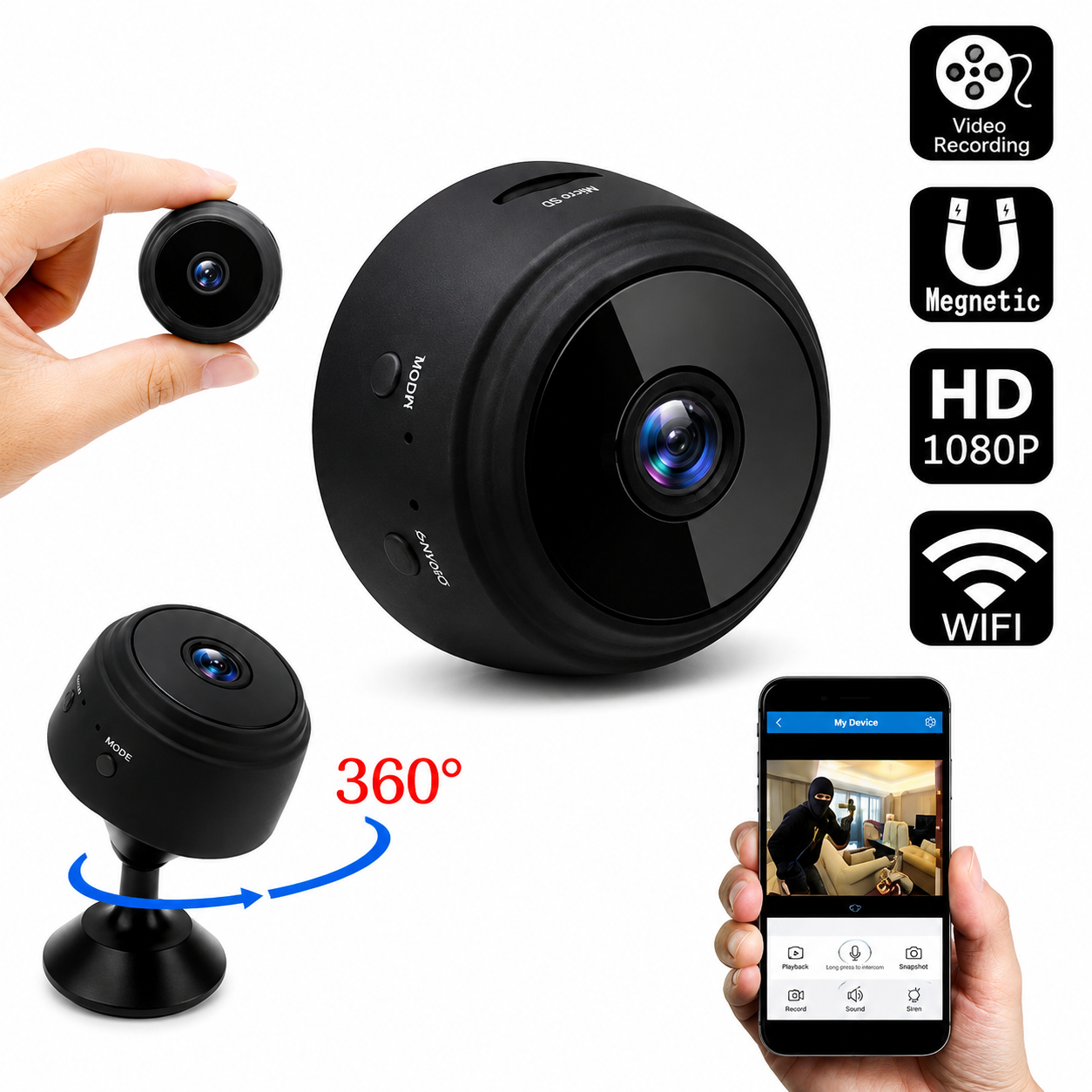 🥇 🔥 (3X1 SOLO POR HOY) MINI CÁMARA WIFI FULL HD CON VISIÓN NOCTURNA
