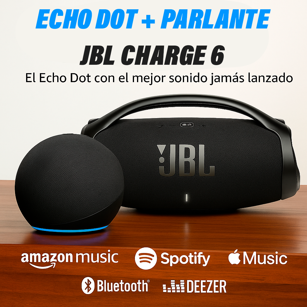 PARLANTE INTELIGENTE ALEXA Y PARLANTE JBL CHARGE 6 – MÚSICA, CONTROL Y COMODIDAD SIN ESFUERZO
