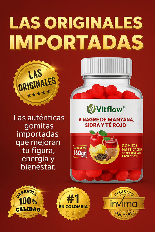 🍎 Lleva 2 y Paga 1: Gomitas de Vinagre de Manzana, Sidra y Té Rojo