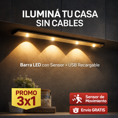 🔥 ¡PROMO 3x1! Llevate 3 Barras LED con Sensor de Movimiento de 40 cm